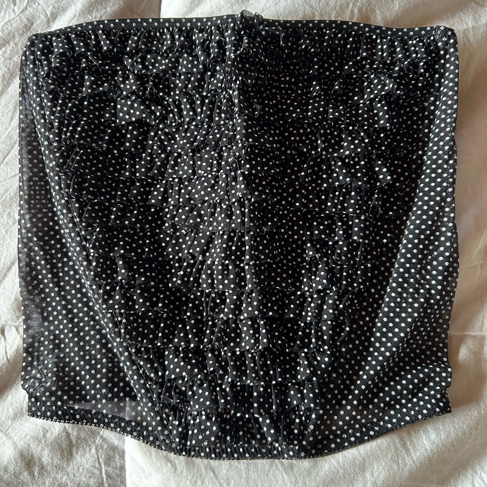 🩷Ruffle Bustier 
La SENZA Black and White Mesh Detail
